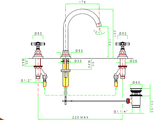Смеситель для раковины Nicolazzi Agora, золото (Gold, Polished Gold) (2308 GO 05IN)