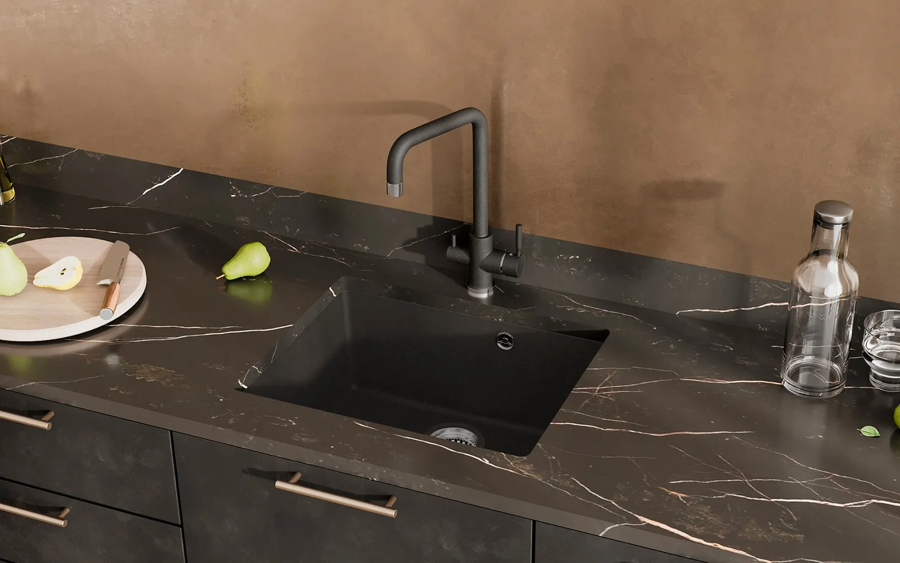 Кухонная мойка Ulgran Quartz Under 500-07, уголь