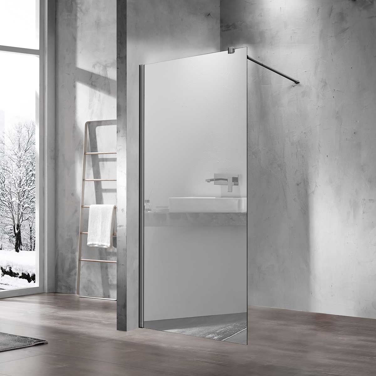 Душевая перегородка Vincea Walk-In (VSW-1H800MRGM) 800х2000 мм, вороненая сталь, стекло зеркальное