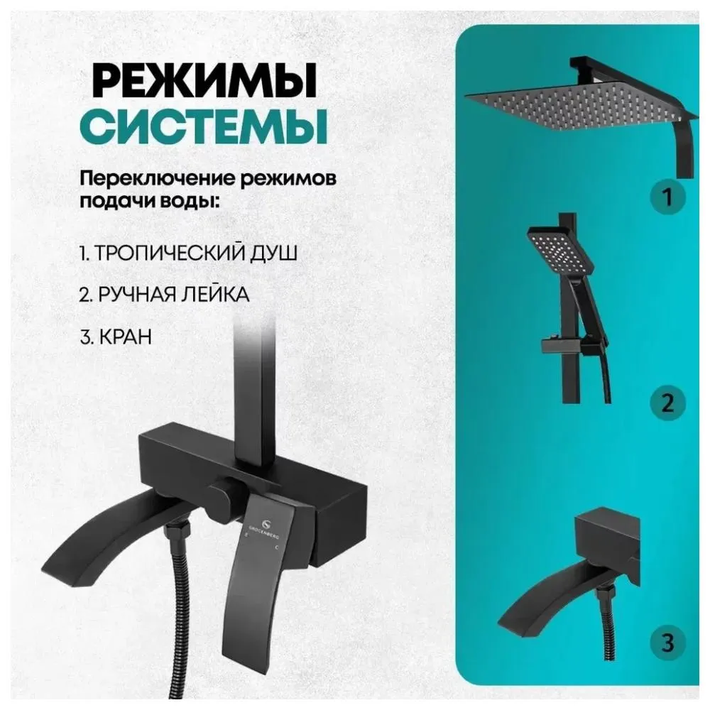 Душевая система Grocenberg GB7007-1BL, черный