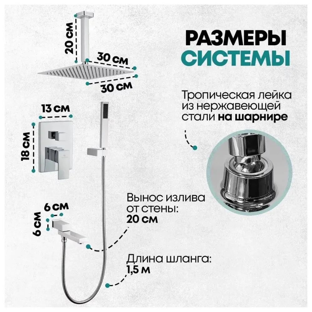 Душевая система встраиваемая Grocenberg GB5089CR-2, хром