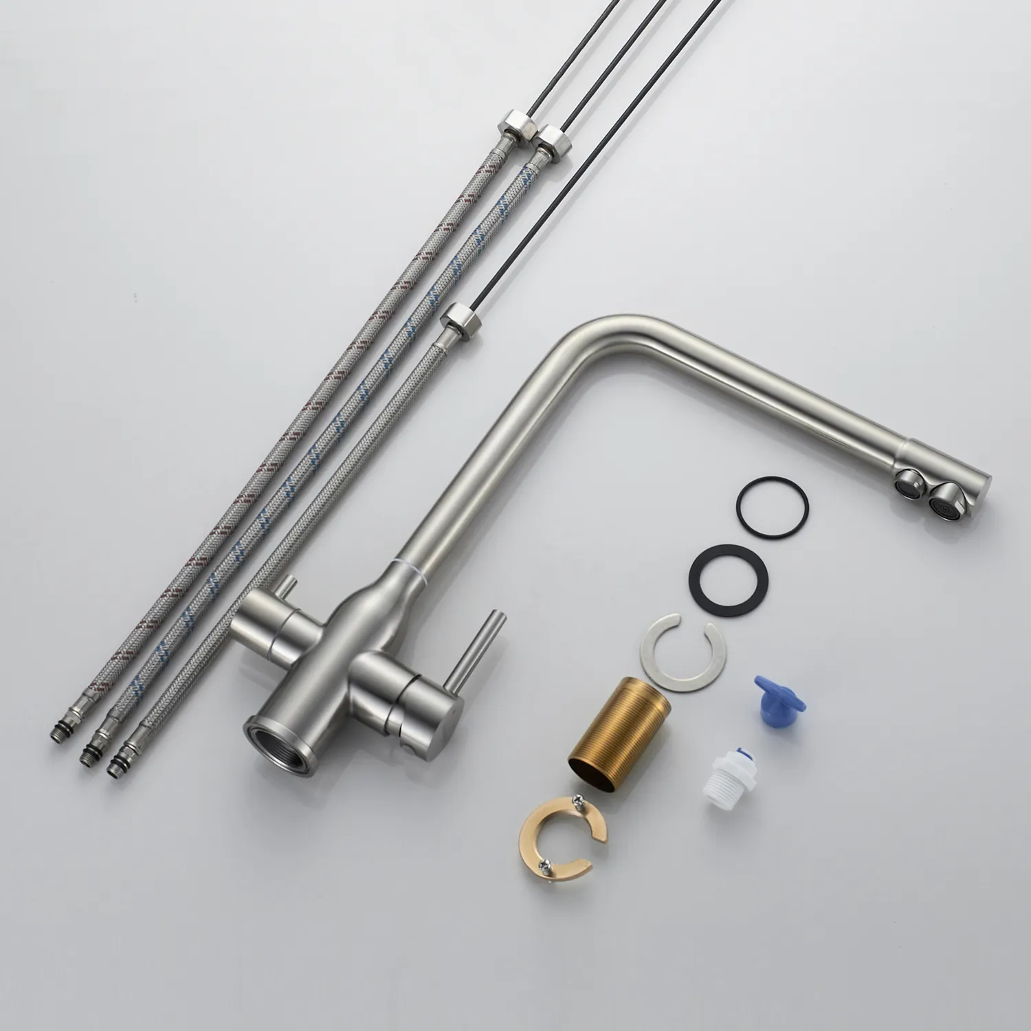 Смеситель для кухни с подключением фильтра Shevanik S248L, сатин