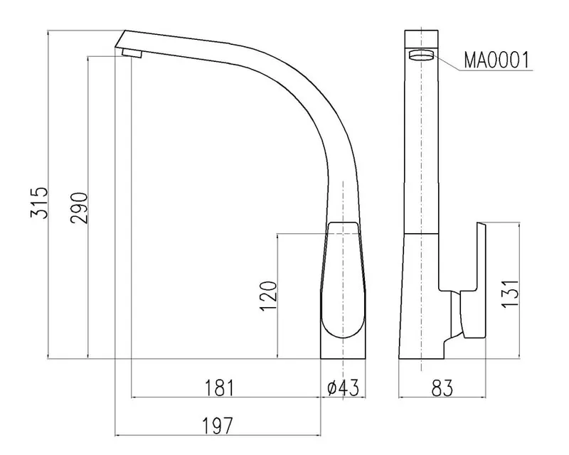 Смеситель для кухни Rav Slezak V819.5CMATC