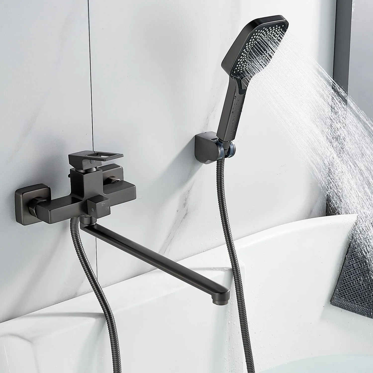 Смеситель для ванны Raffine F2296T, оружейная сталь