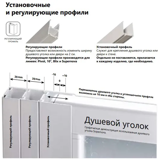Регулирующий профиль к душевым уголкам Ravak ABLNPS E778801C1900B блестящий