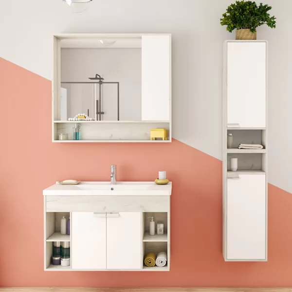 1A2375K0FAX10 Набор Aquaton: 1A237501FAX10 Тумба-умывальник Флай 100 Бел Дуб КРАФТ/ 1WH302249 Раковина Миранда 100