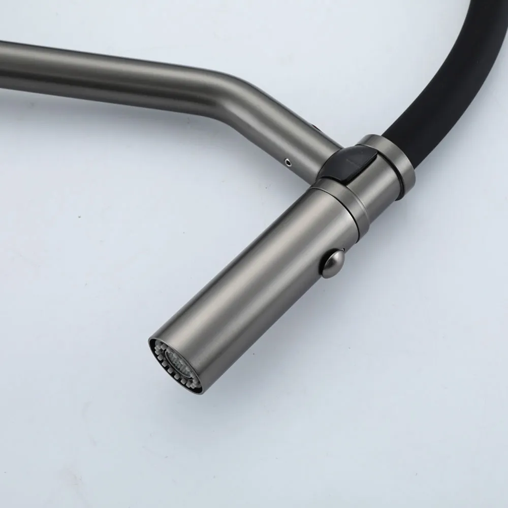 Смеситель для кухни с гибким изливом GAPPO G4098-19, оружейная сталь