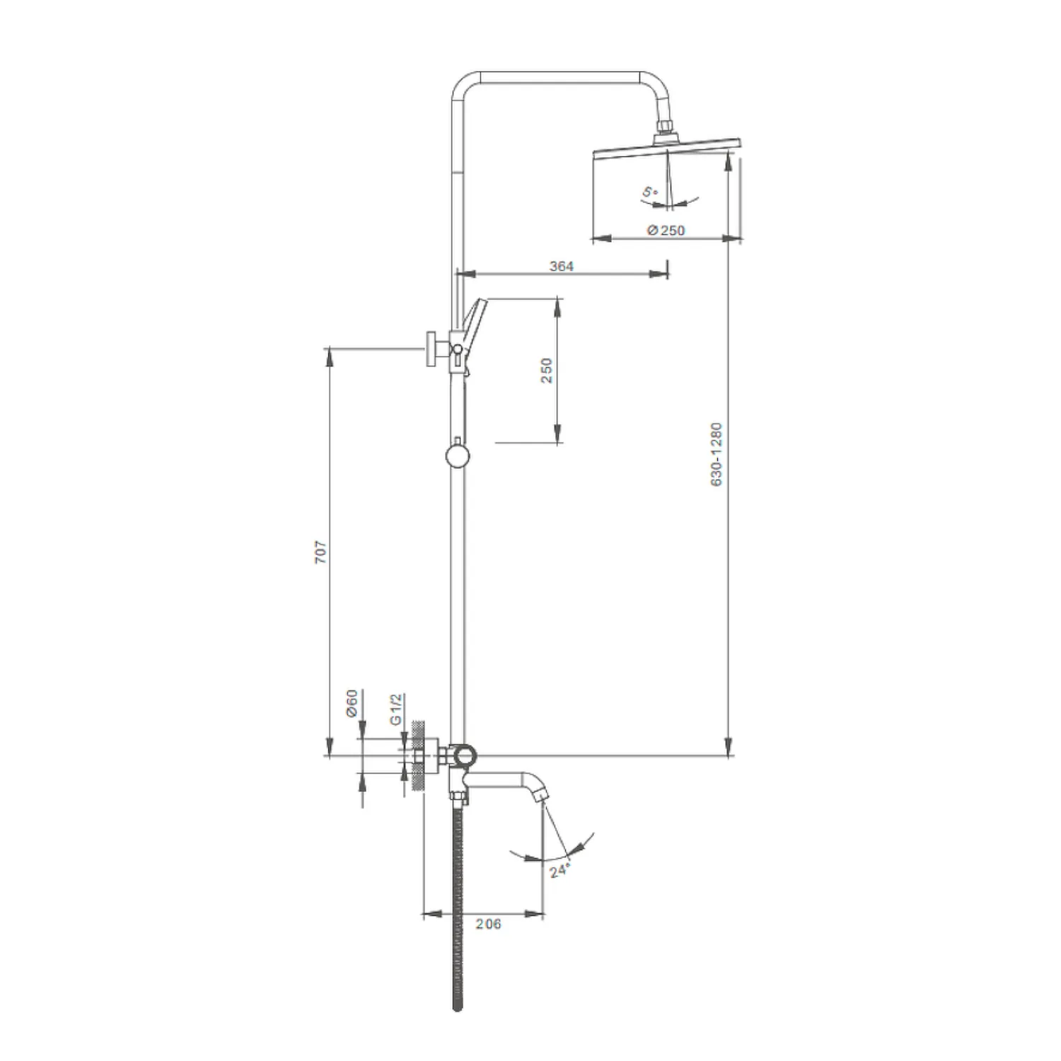 Душевая система Splenka S03.24.06, черный