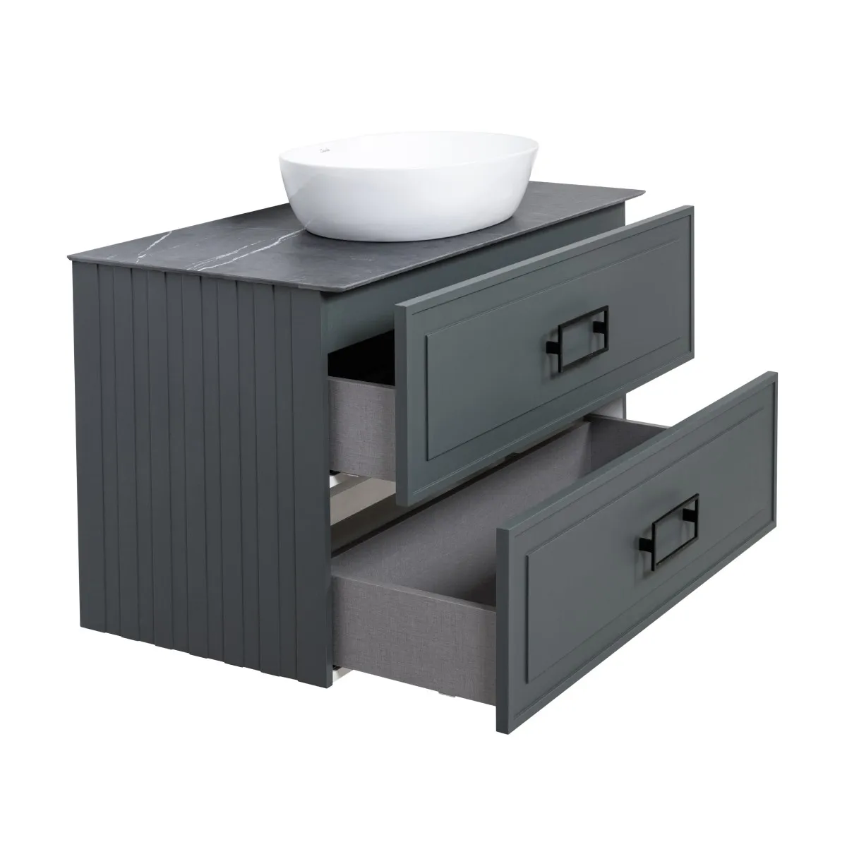 Тумба под раковину подвесная La Fenice Cubo TWIN FNC-01-CUB-G-100-2, серо-зеленая