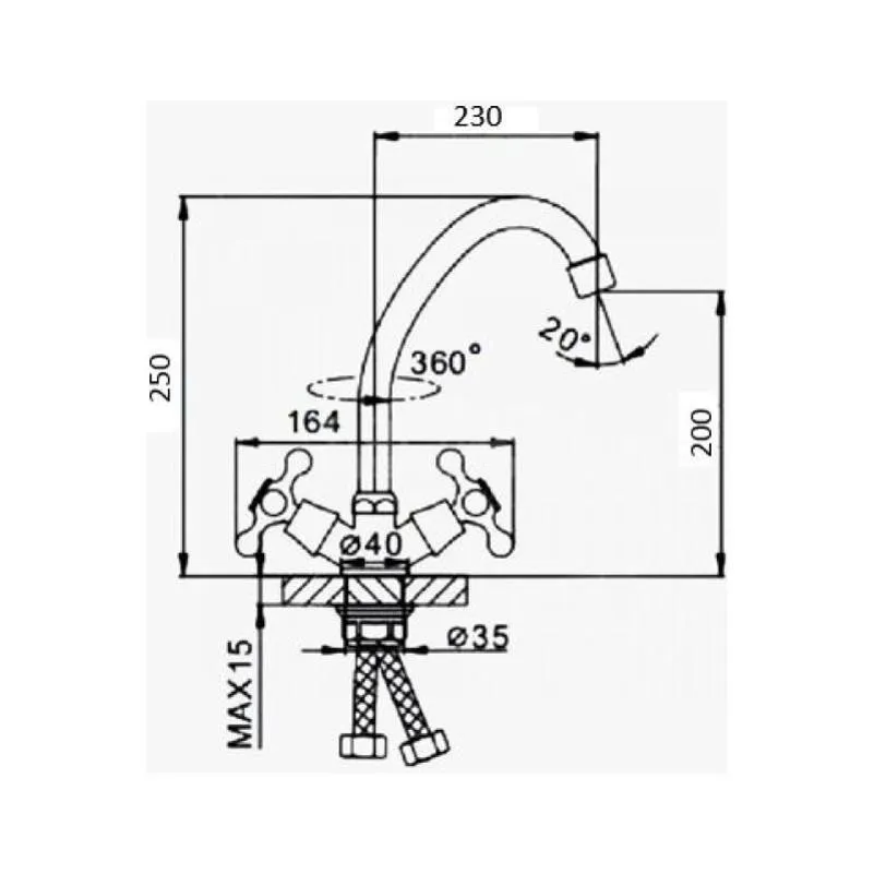 Смеситель для кухни D-Lin D153819-H, хром