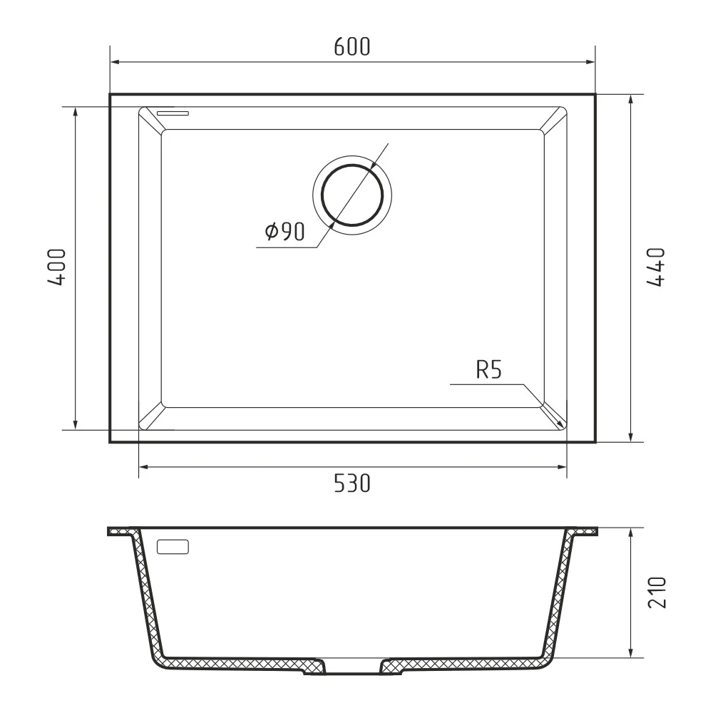 Кухонная мойка Rivelato STRIA SR-6053, белый