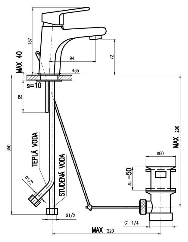 Смеситель для раковины Rav Slezak Colorado CO127.5