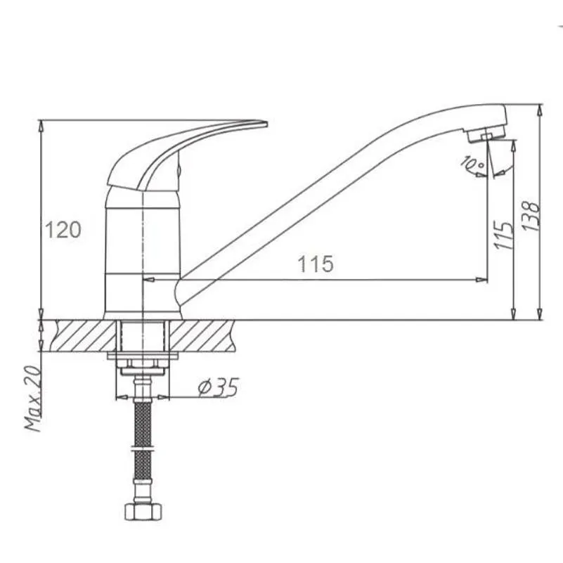 Смеситель для кухни D-Lin D151352, хром