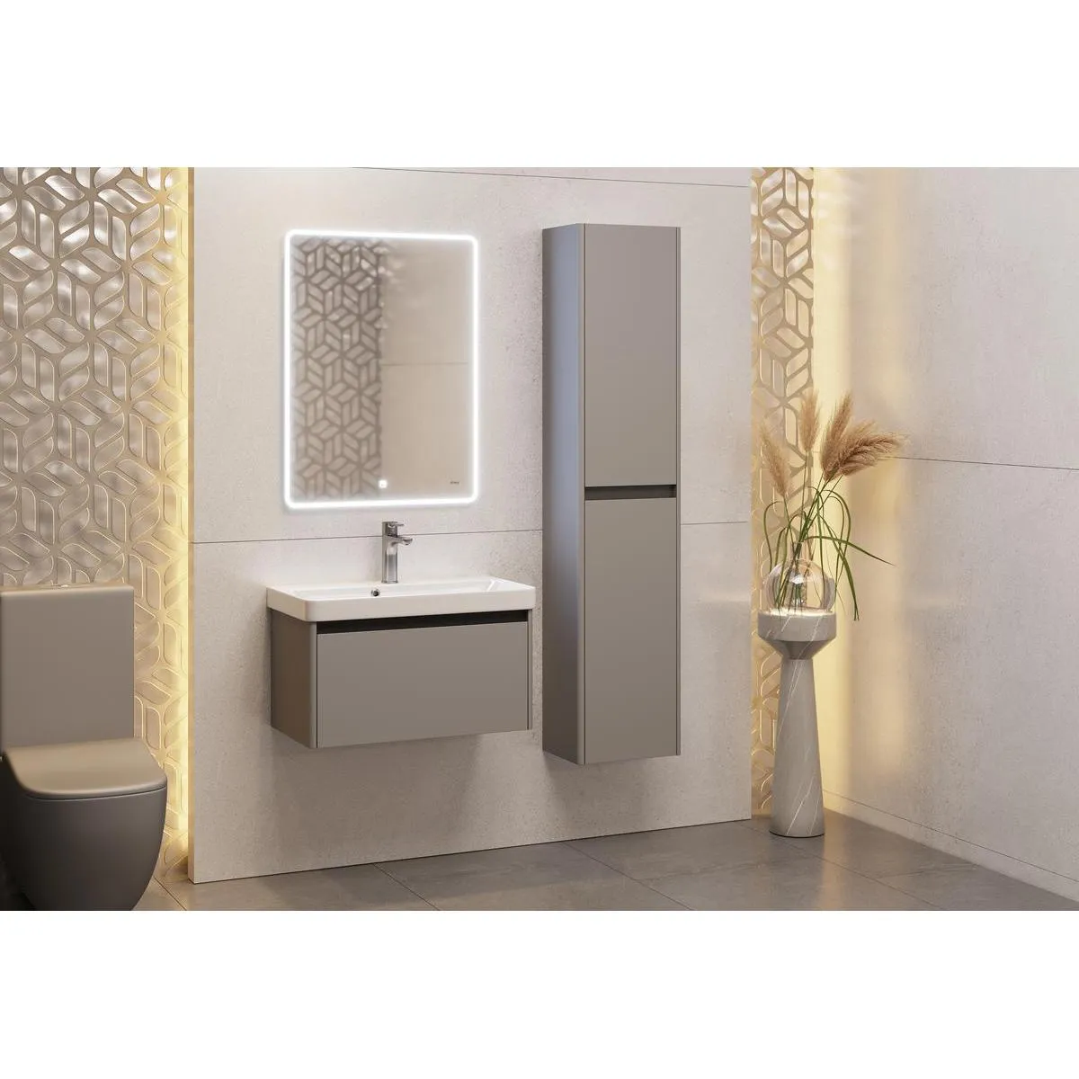 Тумба под раковину подвесная Dreja Luxury 70 см, серый базальт