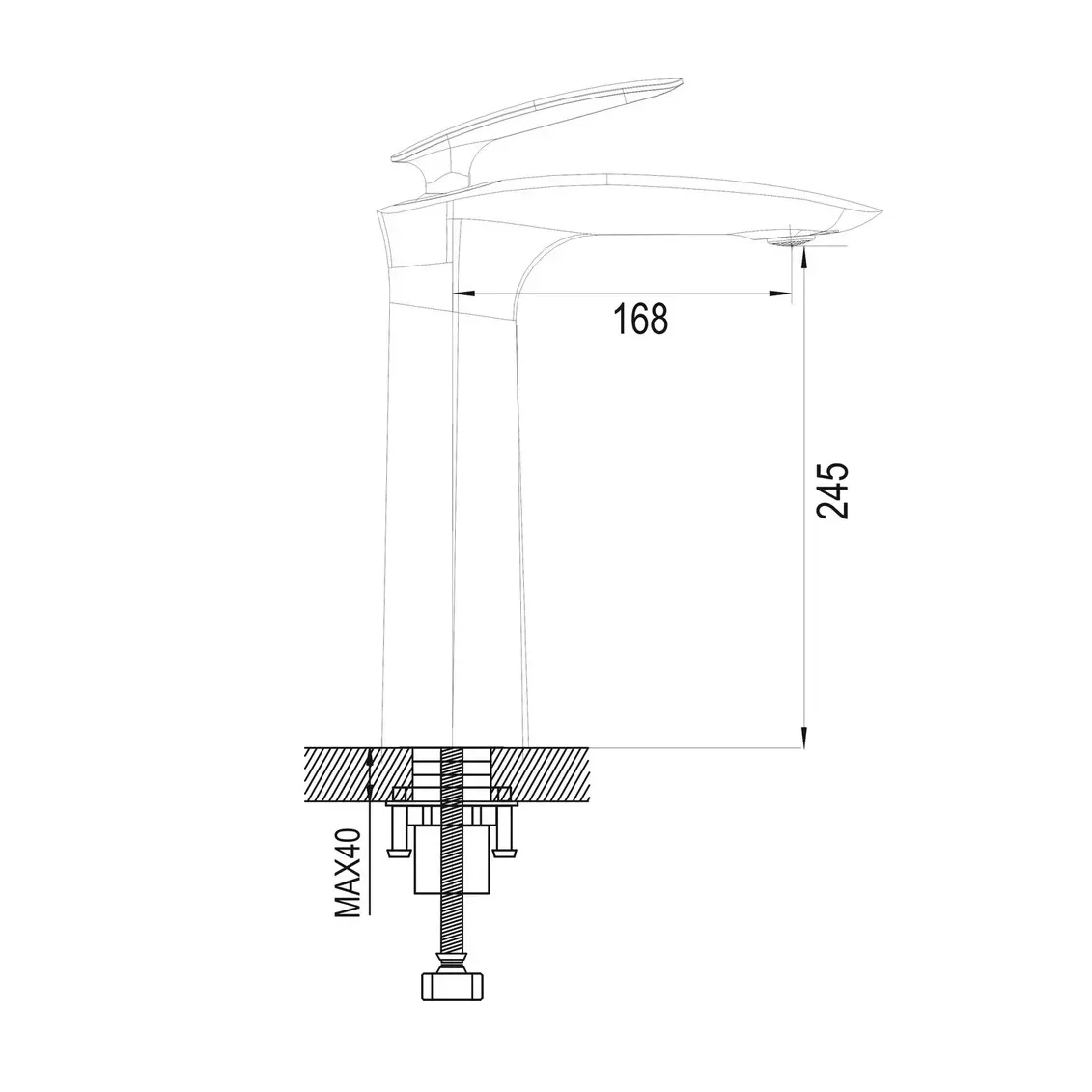 Смеситель для раковины высокий Rose R11 R1111, хром