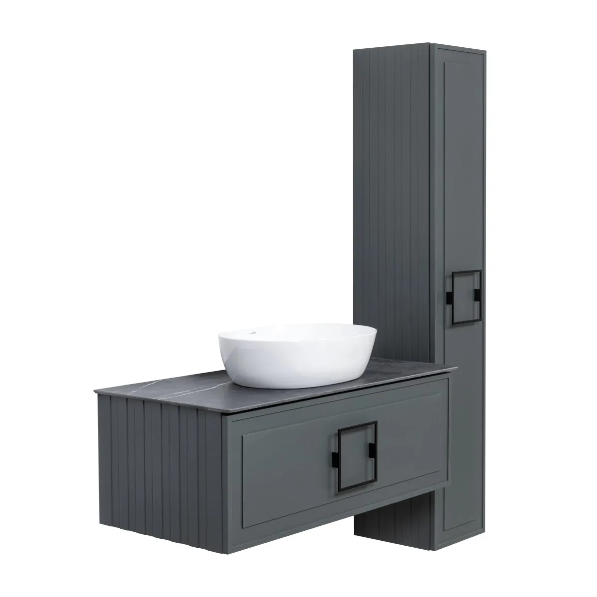 Тумба под раковину подвесная La Fenice Cubo FNC-01-CUB-G-90, серо-зеленая