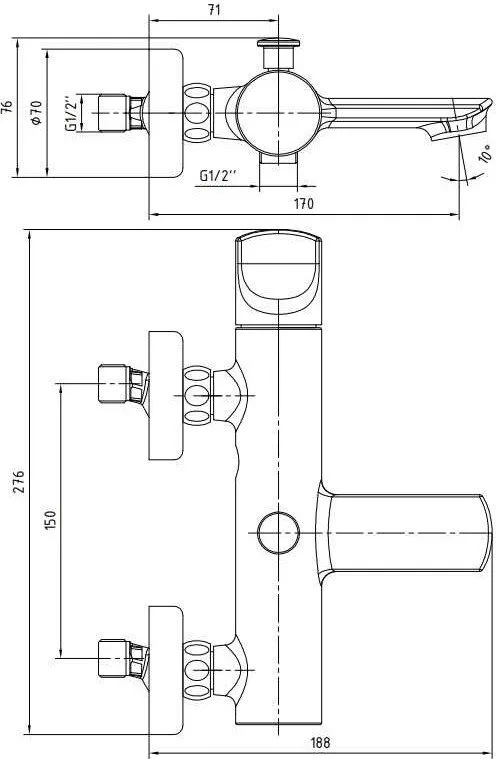 Смеситель для ванны E.C.A Myra 104502470EX