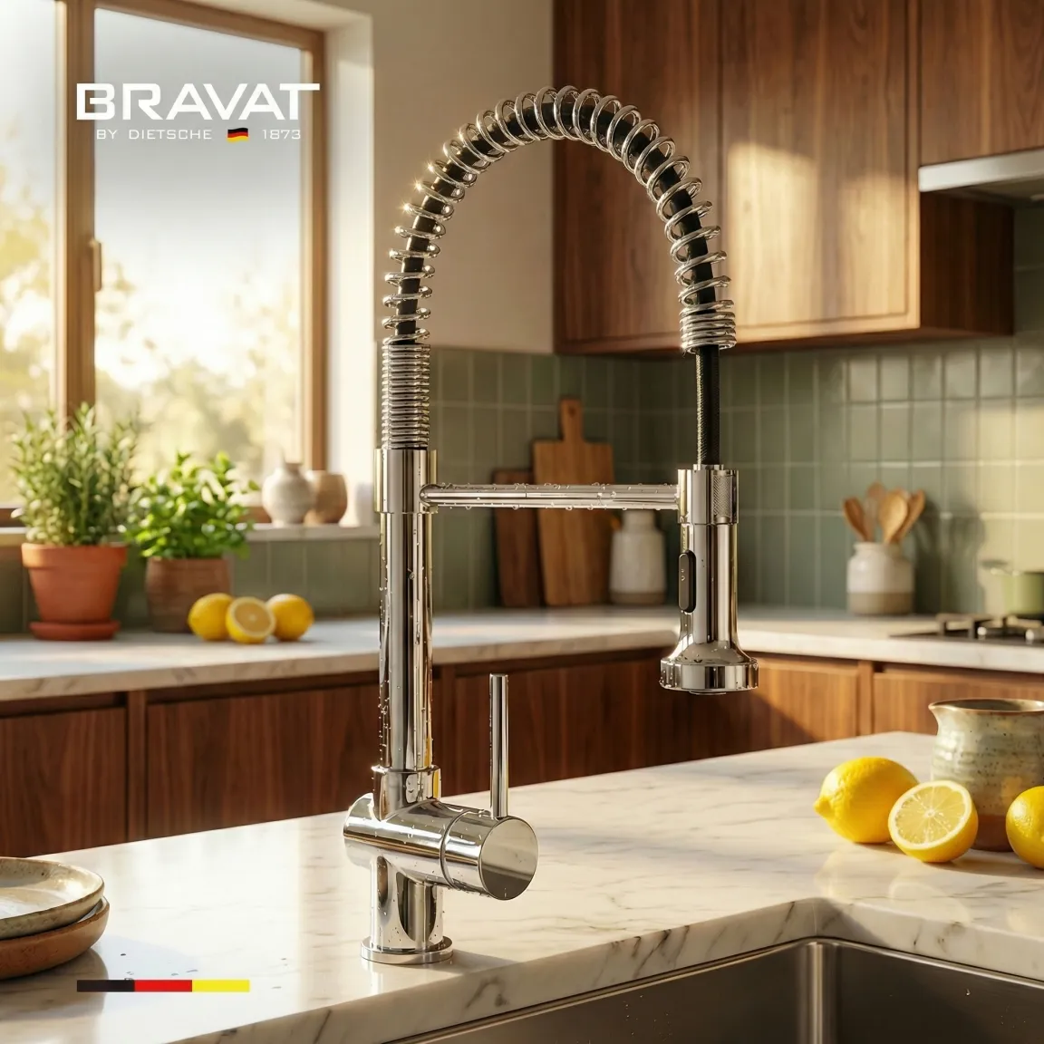 Смеситель для кухни с гибким изливом цвет хром BRAVAT (F7801932CP-SW)