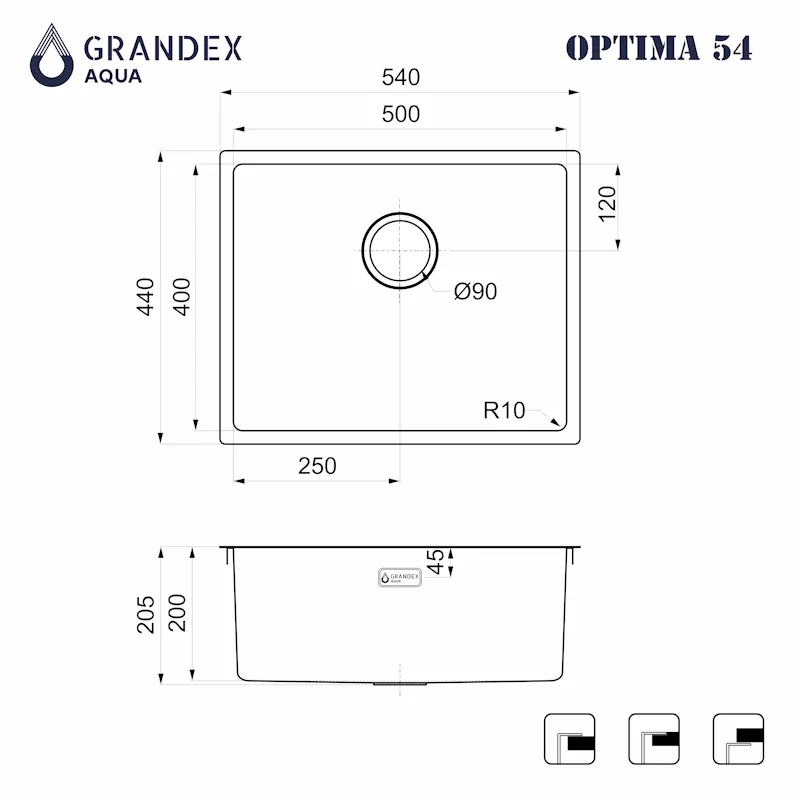 Кухонная мойка Grandex Aqua Optima 5011361, золото