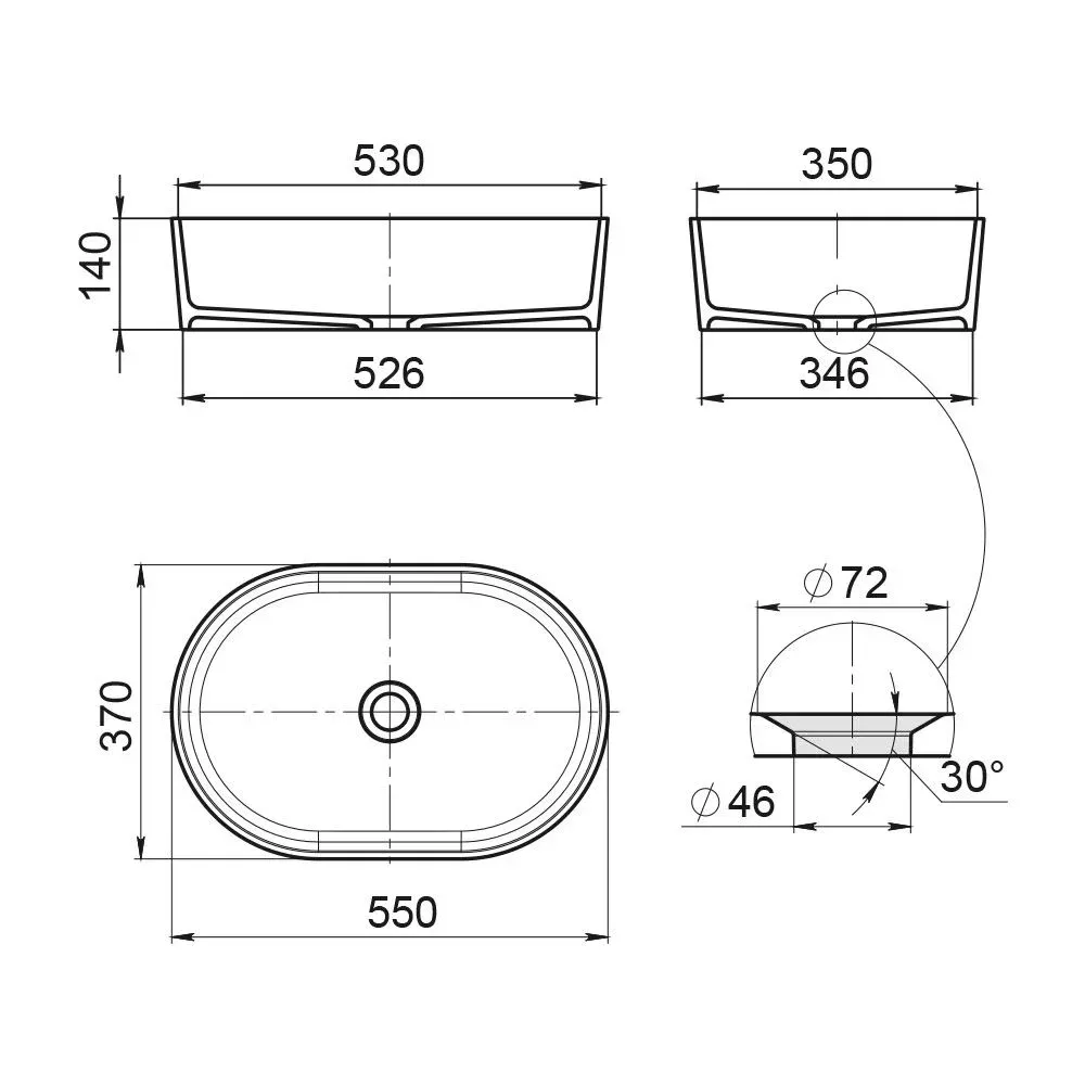 Раковина чаша накладная La Fenice Senso Matt FNC-08-SEN-M 54,5 см матовая