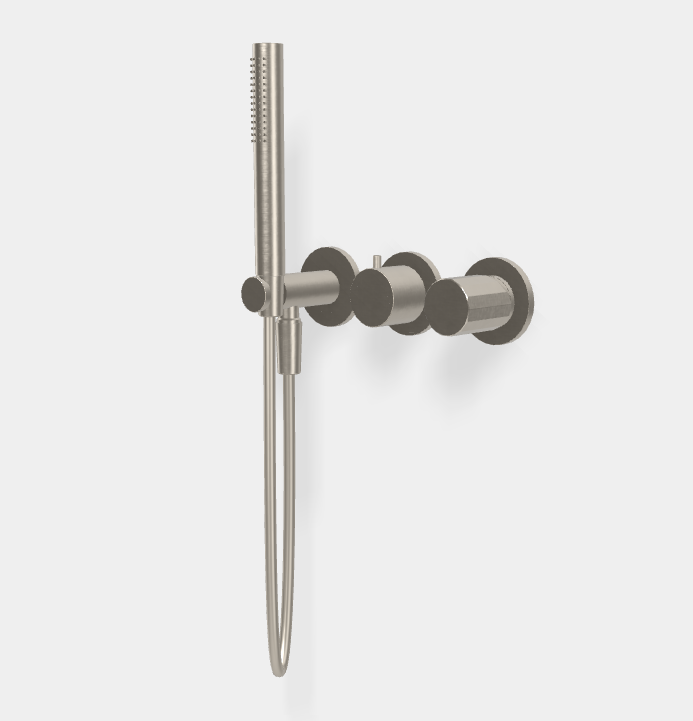 Смеситель для душа Fima Carlo Frattini Spillo Tech, V Collection, на 2 потребителя, никель брашированный (F3049TWX8VSN)