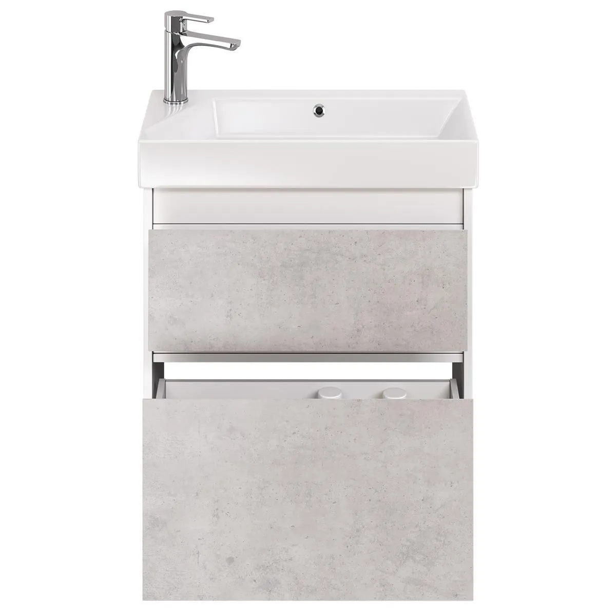 Тумба под раковину подвесная Dreja Slim 65 см, белый/бетон