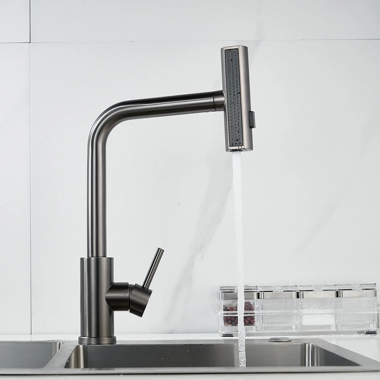 Смеситель для кухни с мультифункциональным изливом Raffine F203T, оружейная сталь