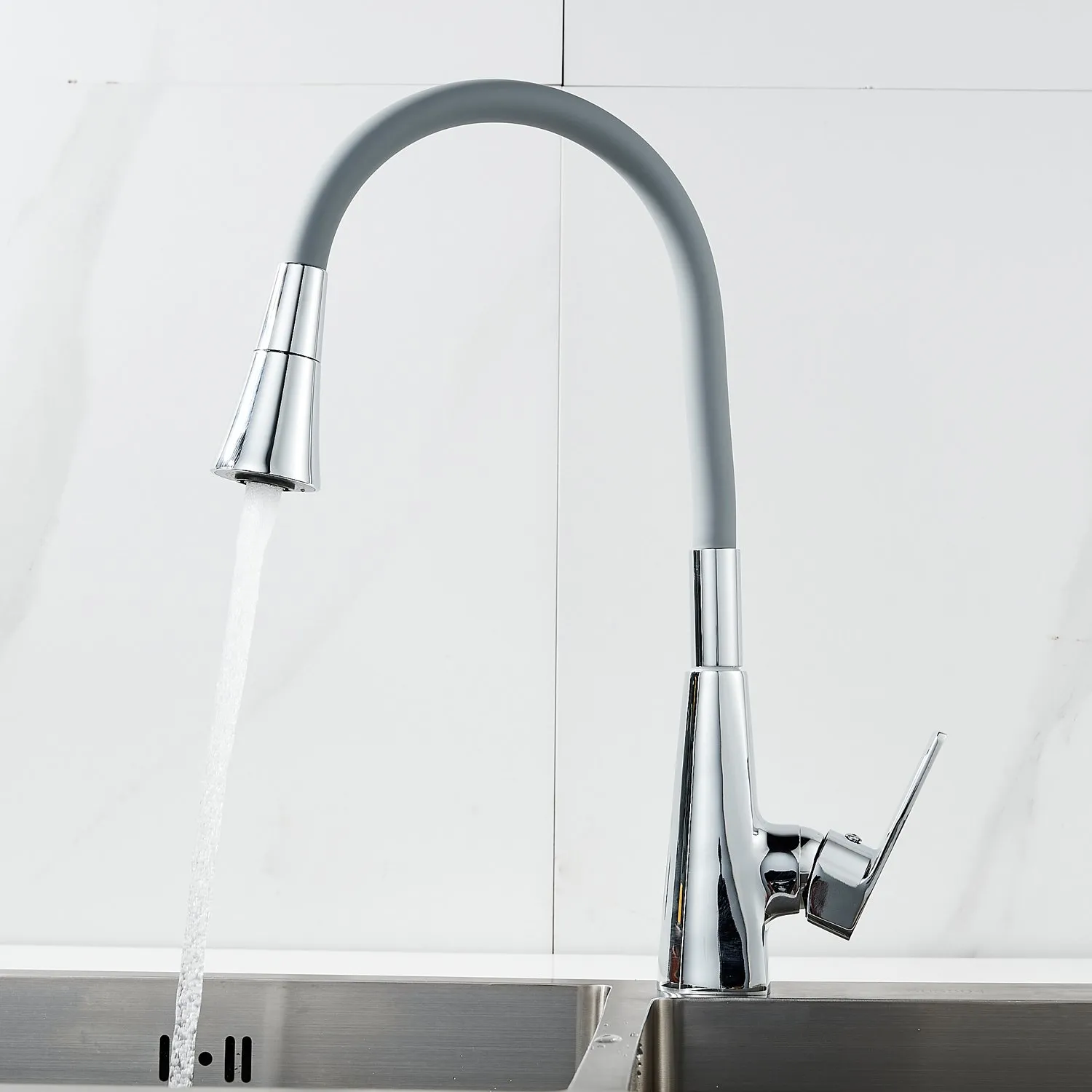 Смеситель для кухни с гибким изливом Raffine F313-9, хром