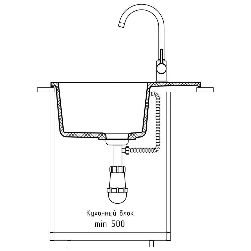 Кухонная мойка GranFest URBAN 258L, белый