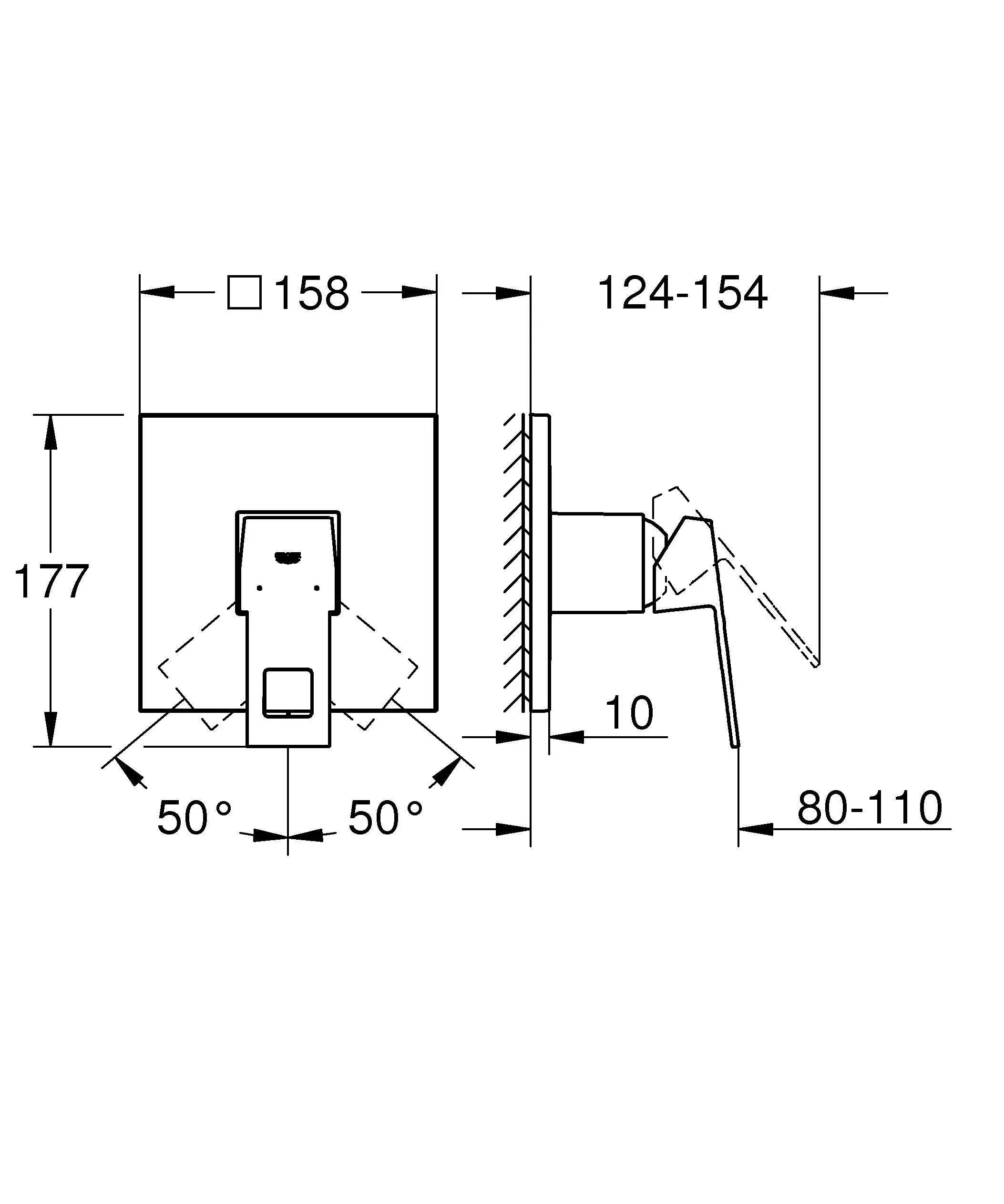 Смеситель для душа GROHE Eurocube встраиваемый без подключения шланга, хром (арт. 24061000)