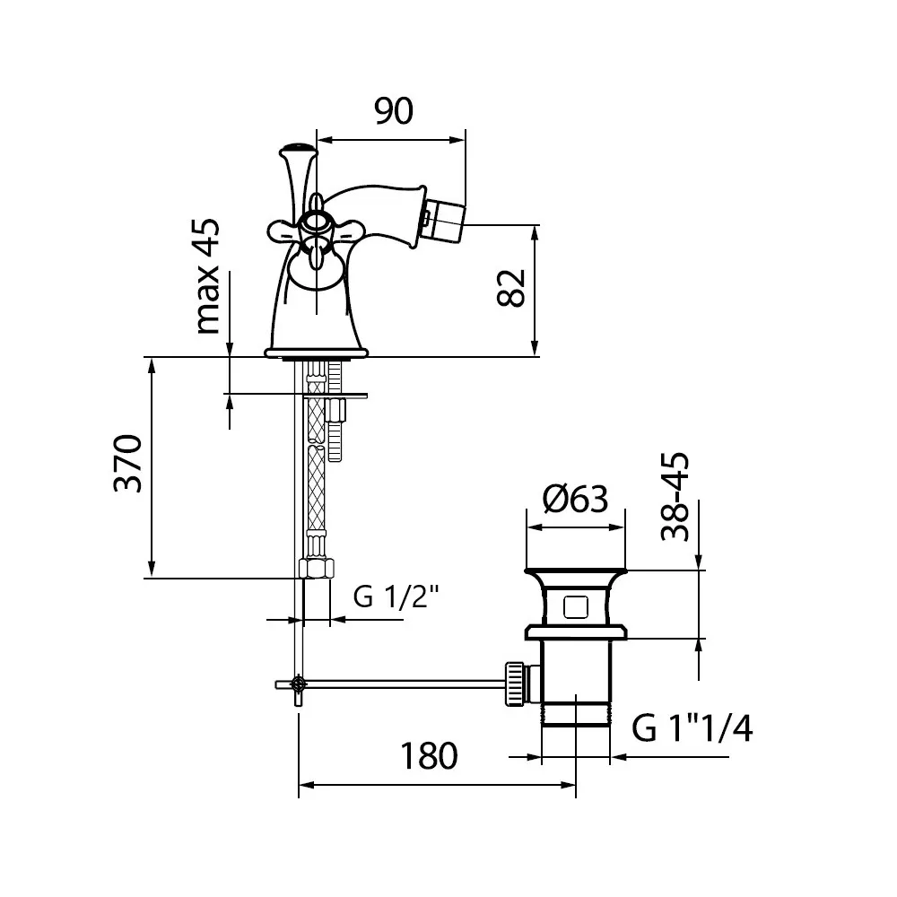Смеситель для биде Webert Ottocento OT710102015, хром
