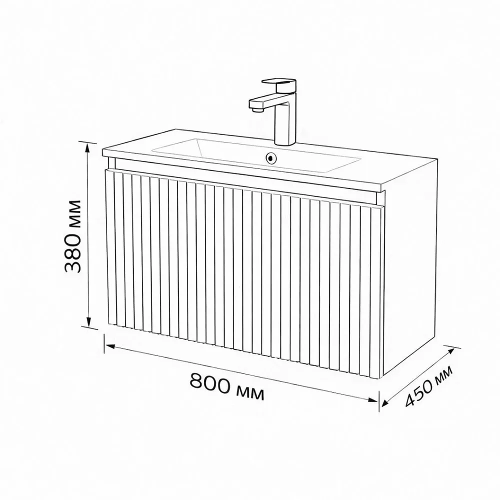 Тумба с раковиной подвесная (80см) Terminus Sicilia SIC10801900301O, белый