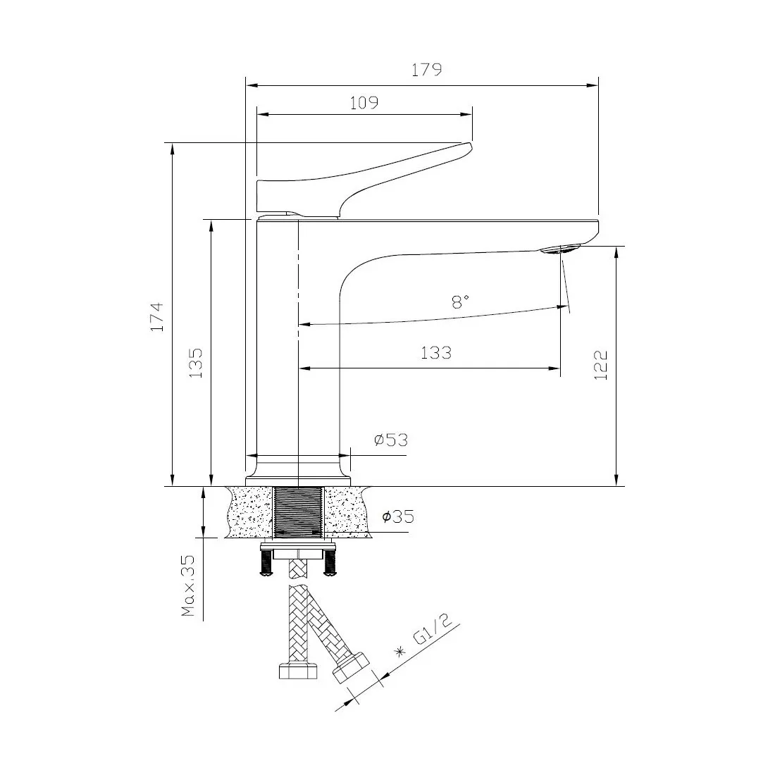 Смеситель для раковины BELZ B10786-9, золото
