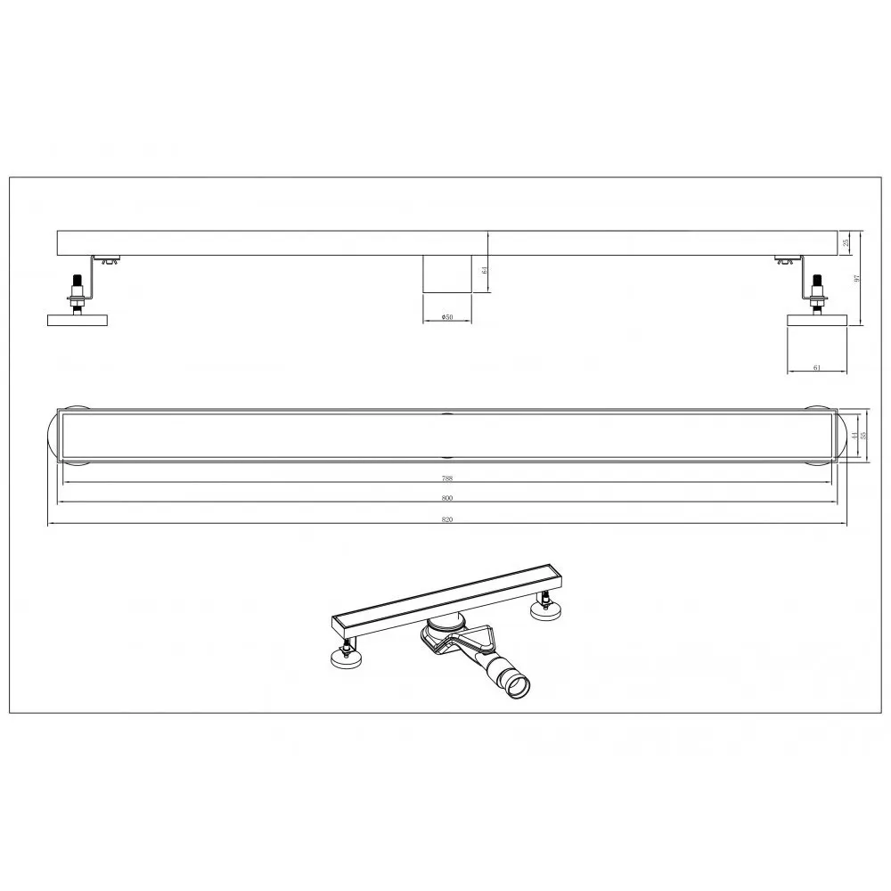 Душевой лоток Grocenberg T800, черный