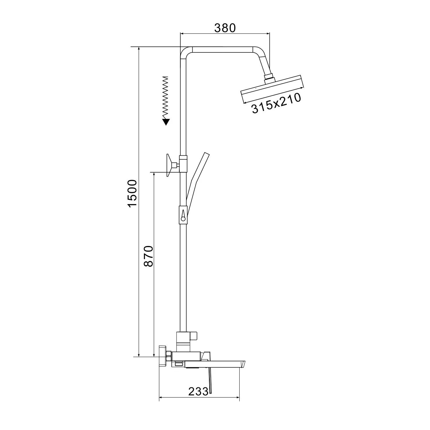 Душевая система Rose R1836T, пепельный