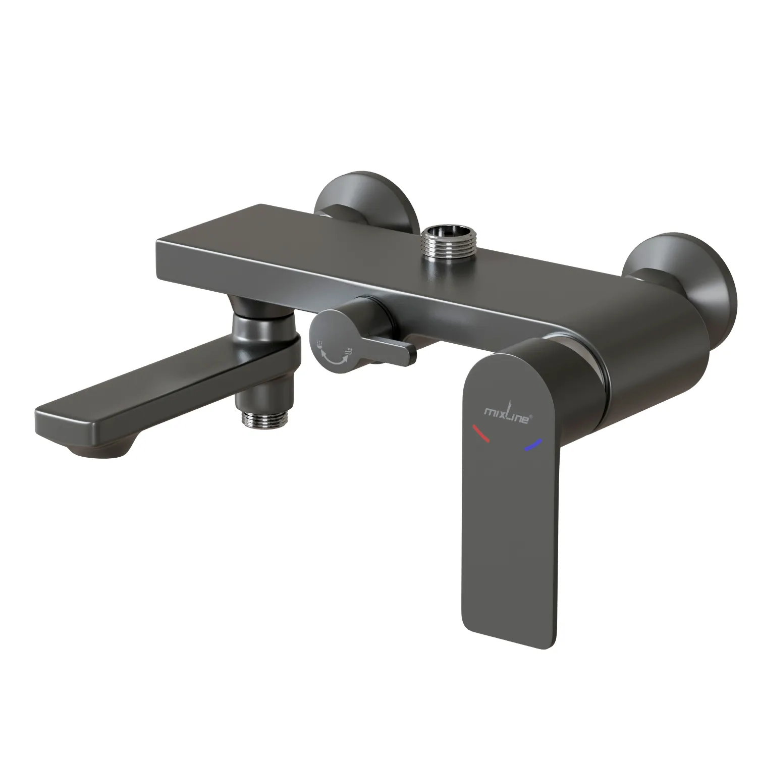 Душевая система 35к MIXLINE МЛ33-06Г(ML33-06GR) "Сити"излив лейка 3 поз. +лейка "Троп. душ" ГРАФИТ (556594)