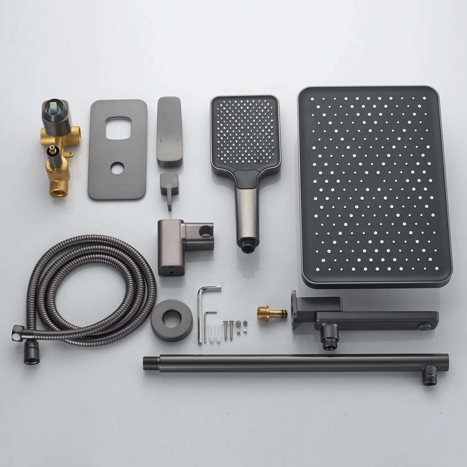 Душевая система встраиваемая Shevanik S9935T, оружейная сталь