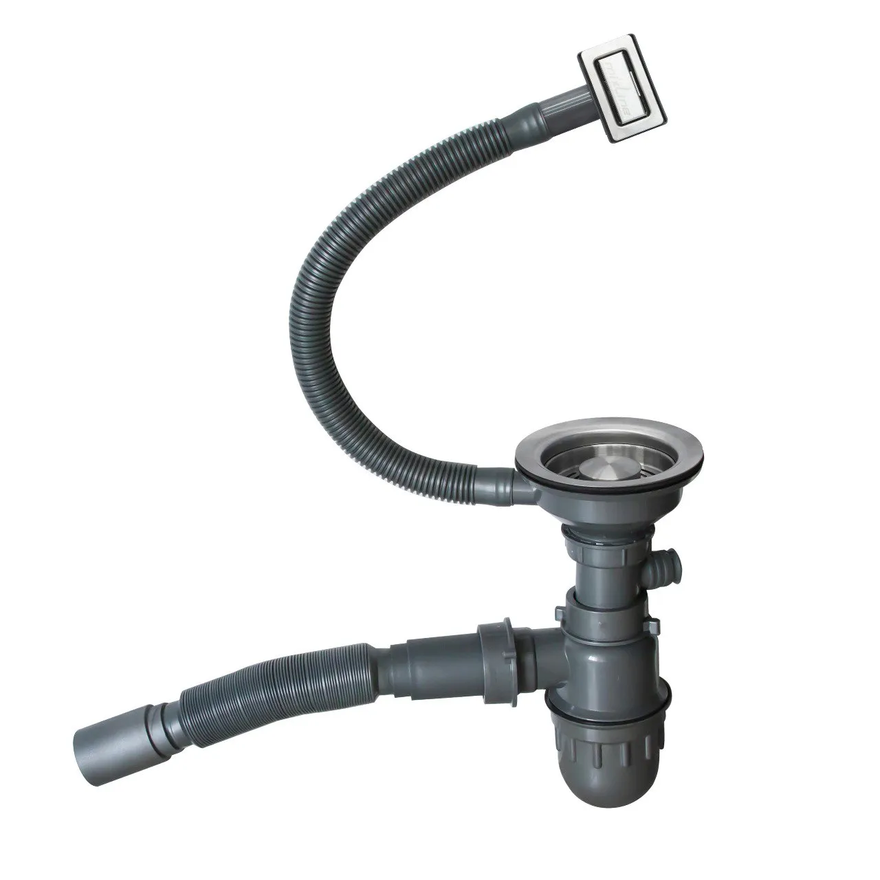 Мойка подст.монтаж MIXLINE ПРО 65х44 (3,0) вып 3 1/2" 22см с сифоном (черный графит НАНО декор) (557736)