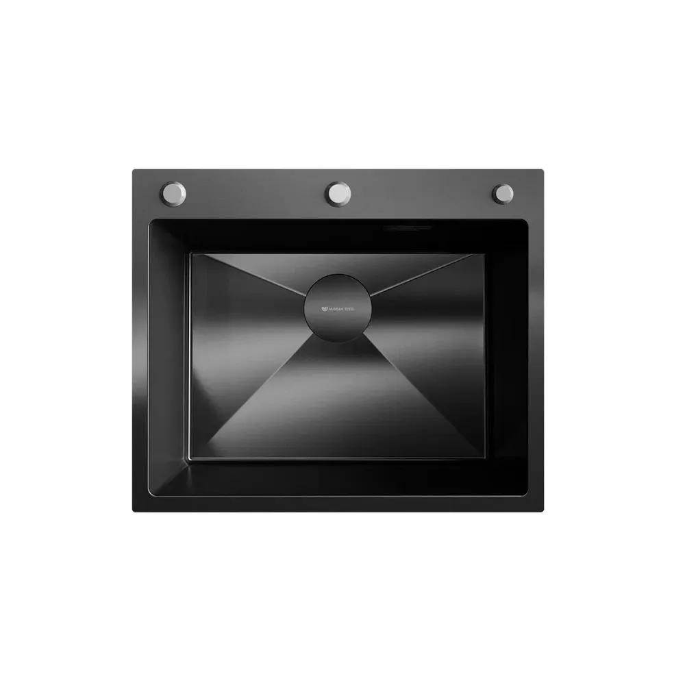 Кухонная мойка Ulgran Steel 600х500, вороненая сталь