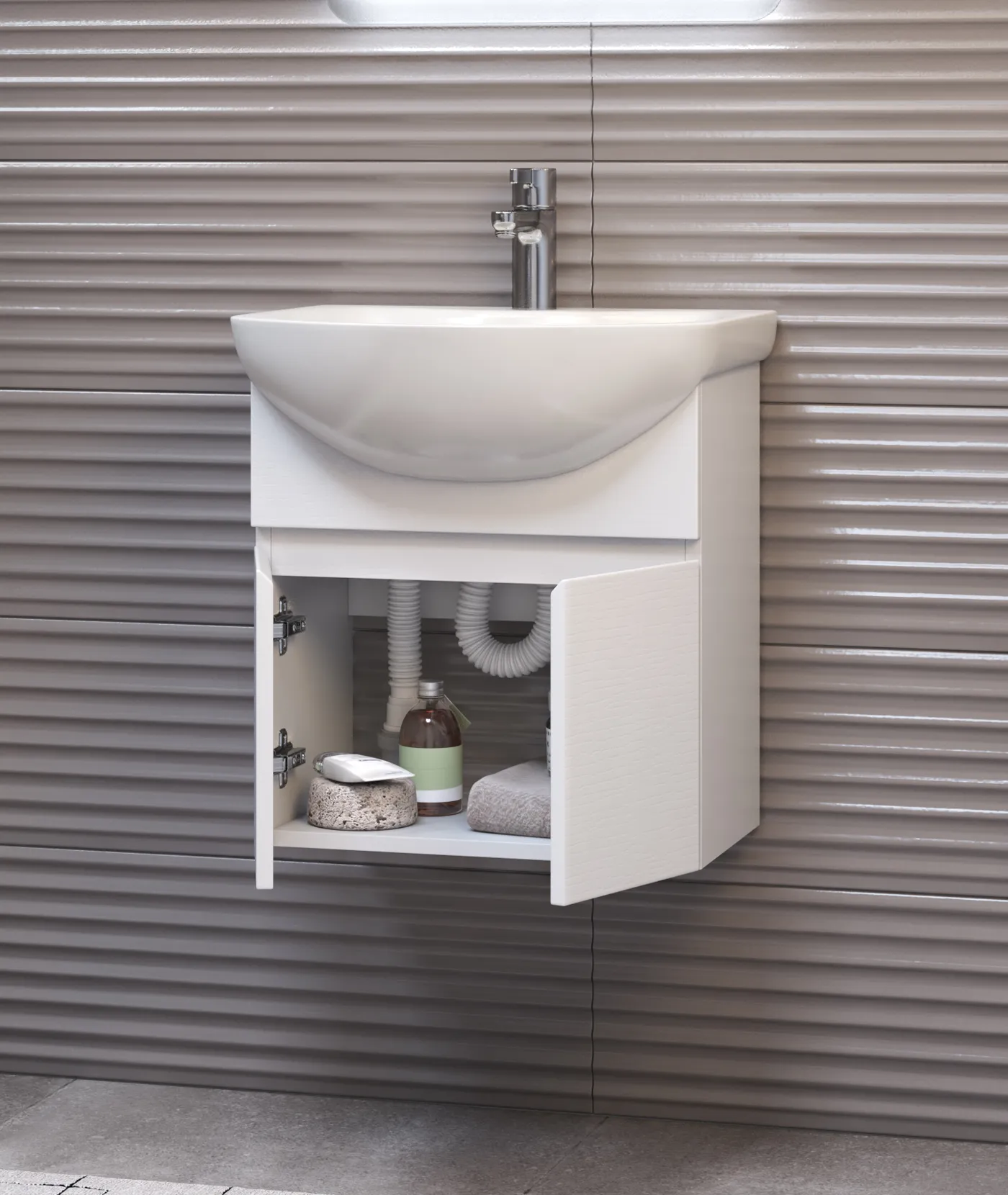 Тумба с раковиной подвесная VIGO Wing tp.WIN.BAL.50.2D белый, 50 см