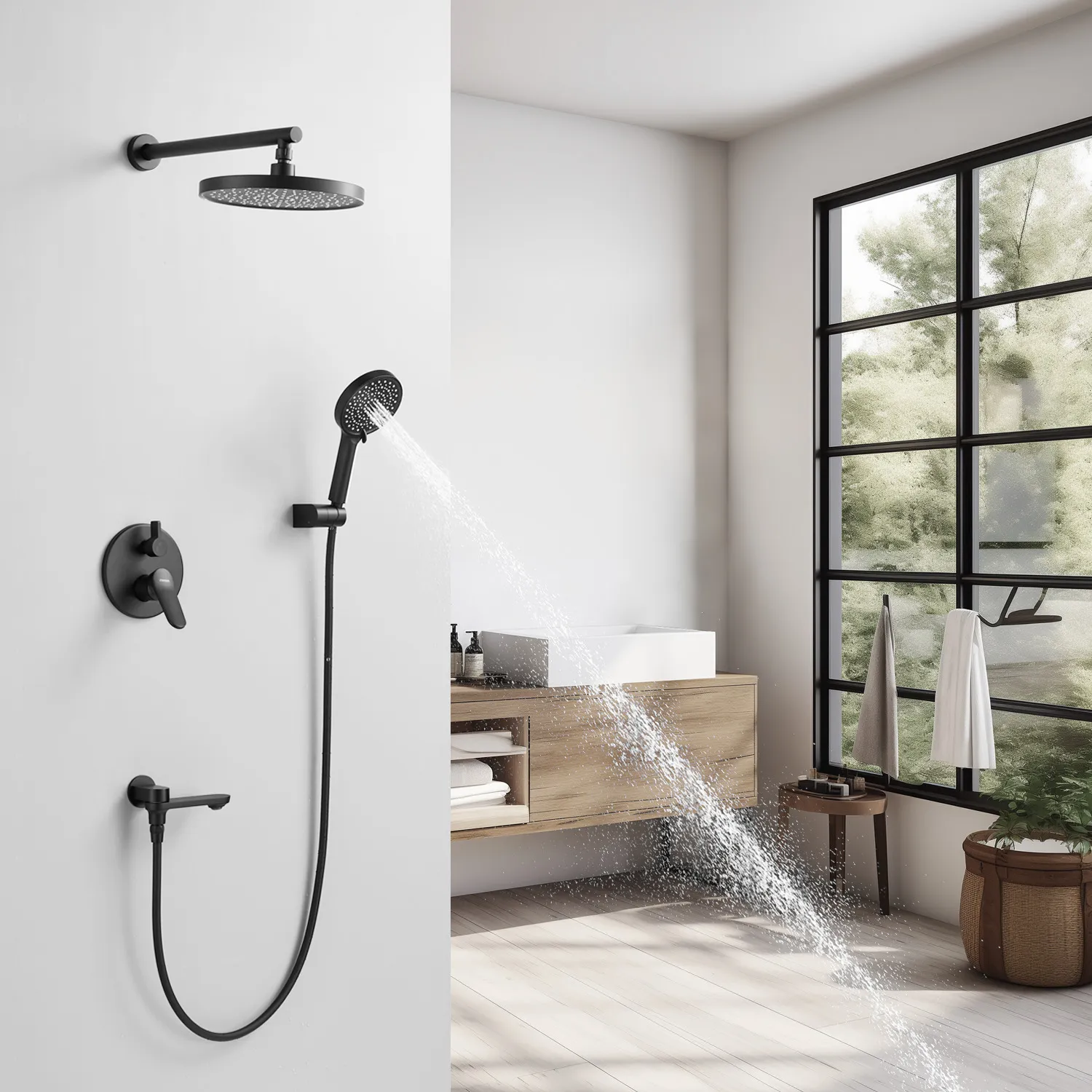 Душевая система встраиваемая Shevanik S4335H, черный