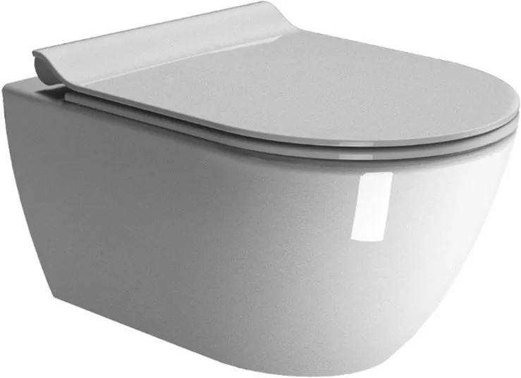 Унитаз подвесной безободковый GSI PURA 550 мм х 360 мм, с Swirlflush, для крепежа FISR2, белый глянцевый (881511)