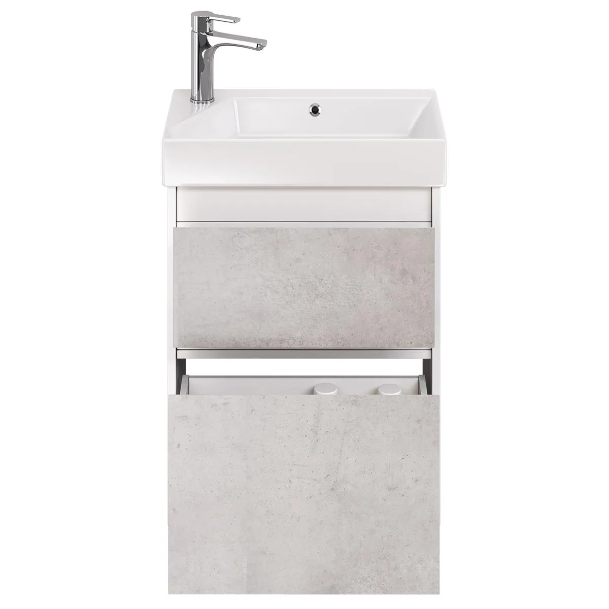 Тумба под раковину подвесная Dreja Slim 55 см, белый/бетон