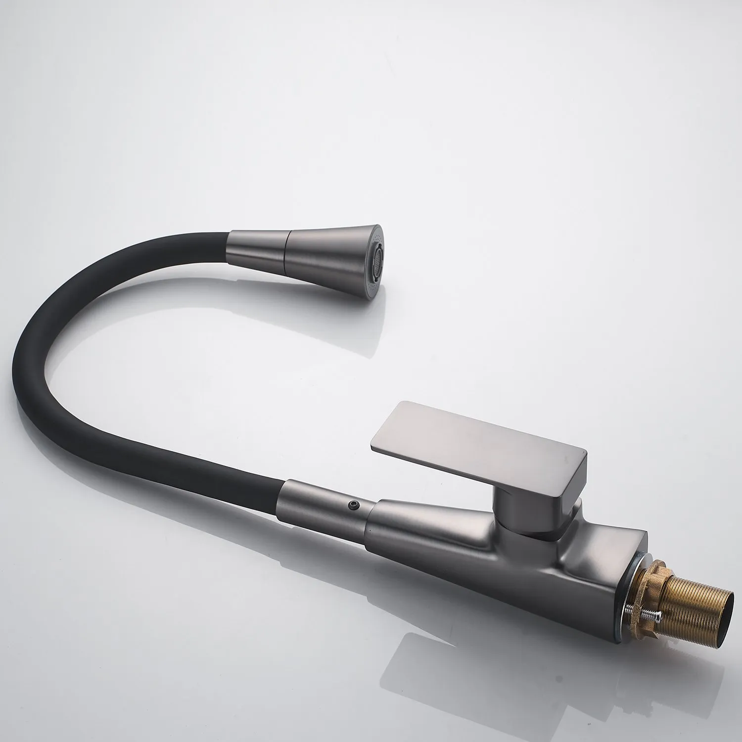 Смеситель для кухни с гибким изливом Shevanik S543T-3, оружейная сталь/черный