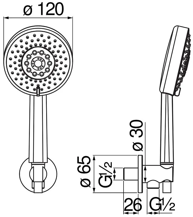Душевой набор Nobili с шланговым подсоединением, глянцевый черный (AD146/47FLP)