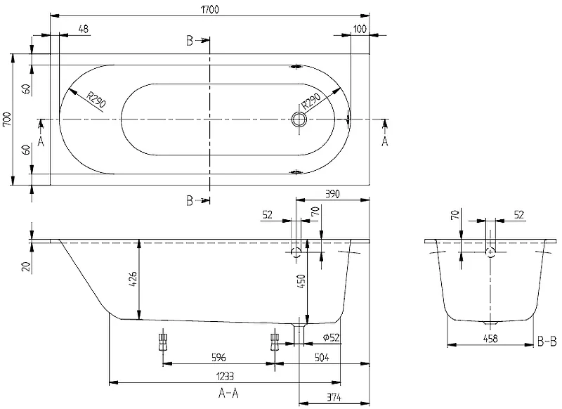 Квариловая ванна Villeroy & Boch Oberon 170х70 белый Alpin (UBQ177OBE2V-01)