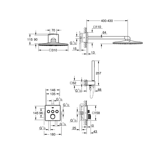 Душевая система Grohe Rainshower SmartActive Cube 34706000 хром