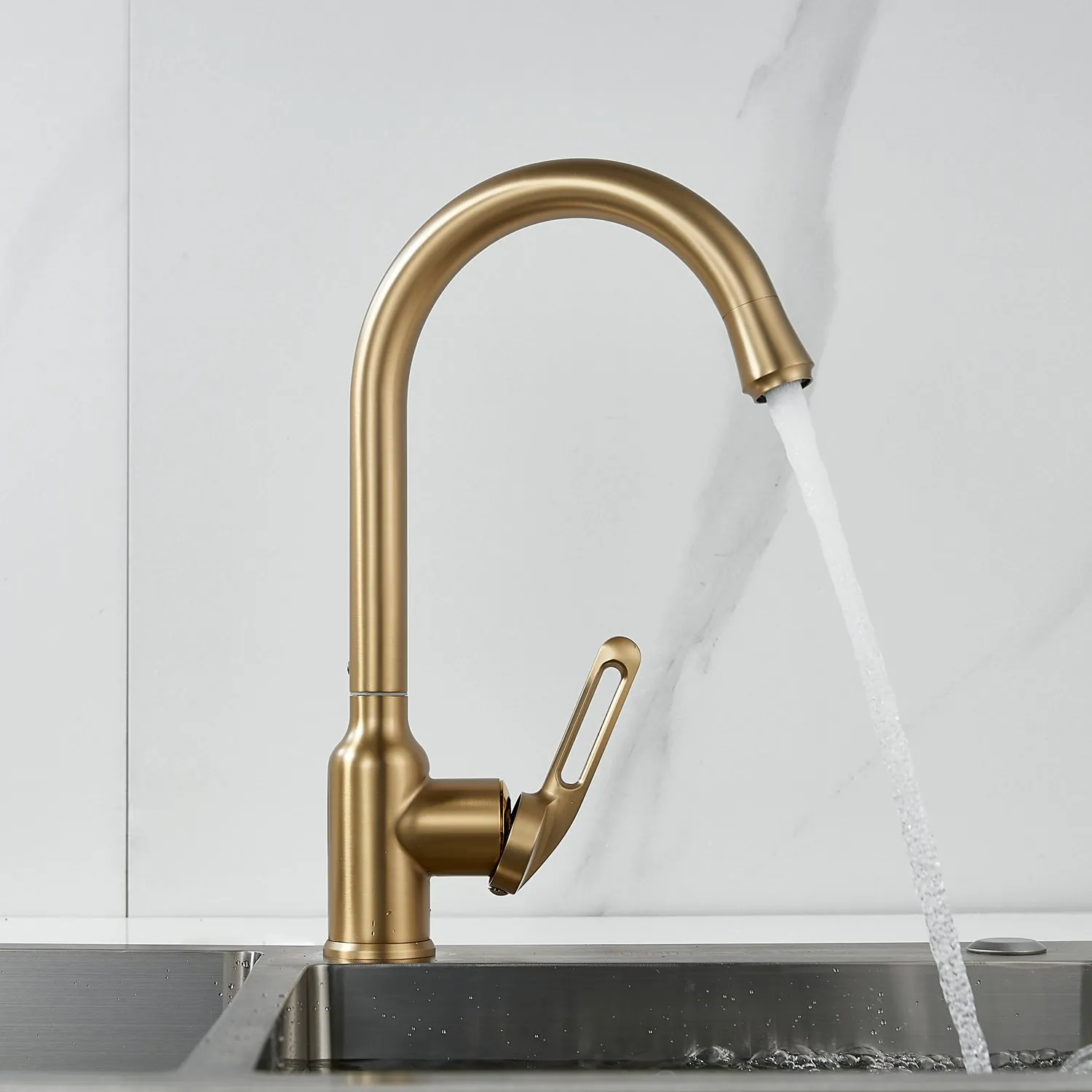 Смеситель для кухни Raffine F103G, золотой сатин