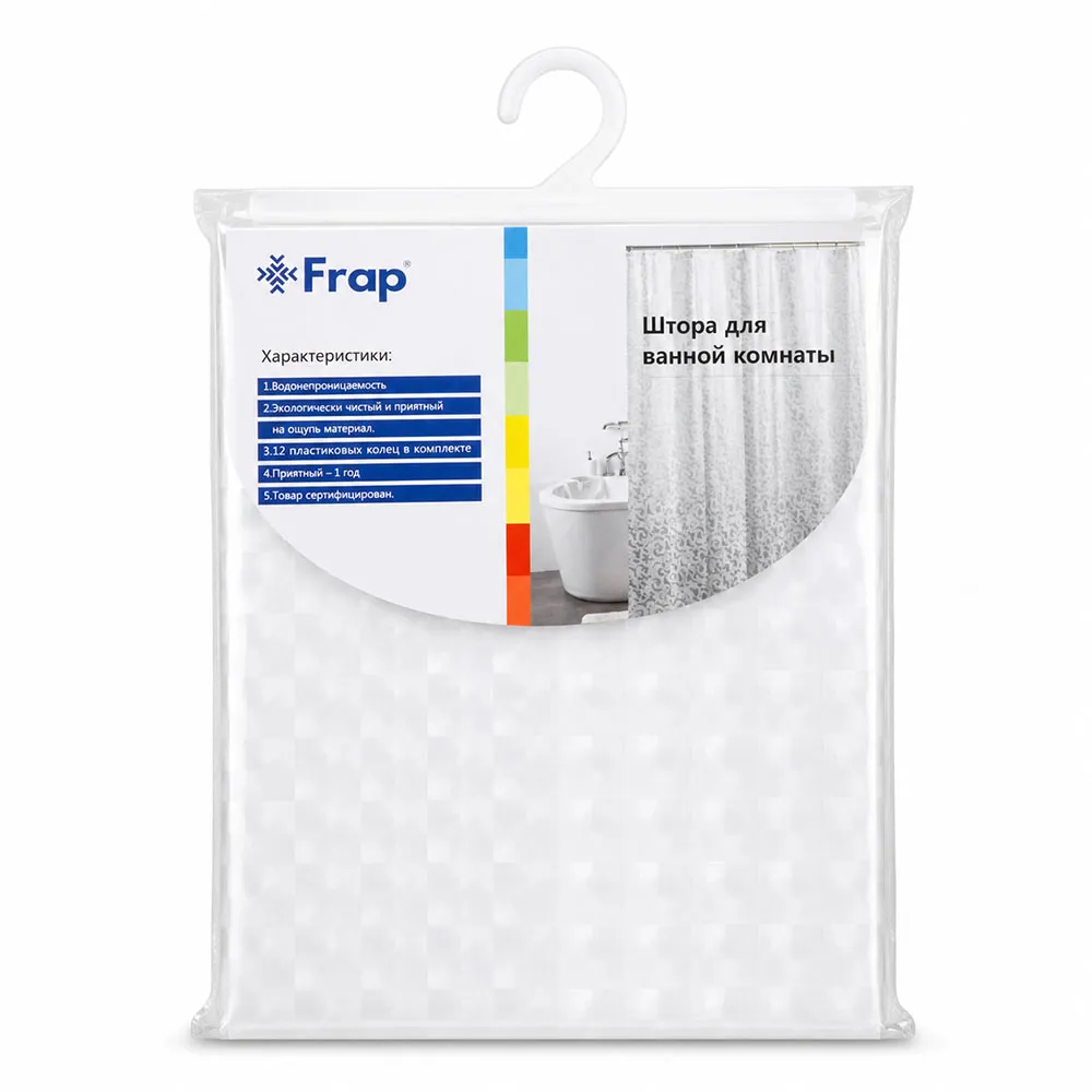 Штора для ванной FRAP F8754, прозрачный