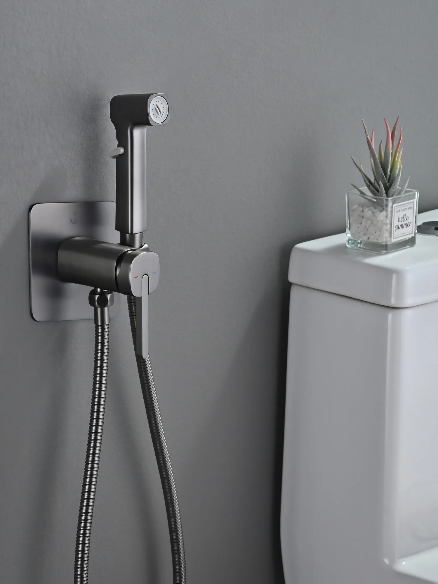 Гигиенический душ со смесителем Rose R245T, оружейная сталь